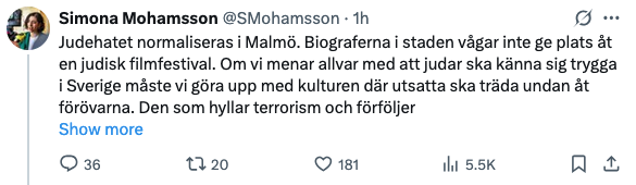 inlägg på X